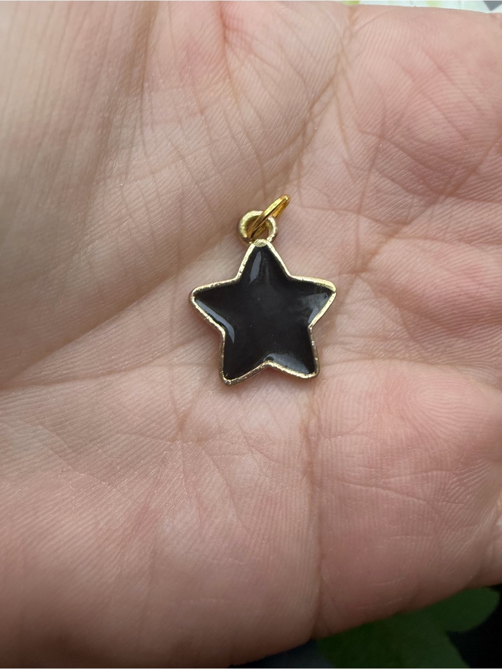 Gold Star Pendant Charm with Black Enamel - Women Jewelry